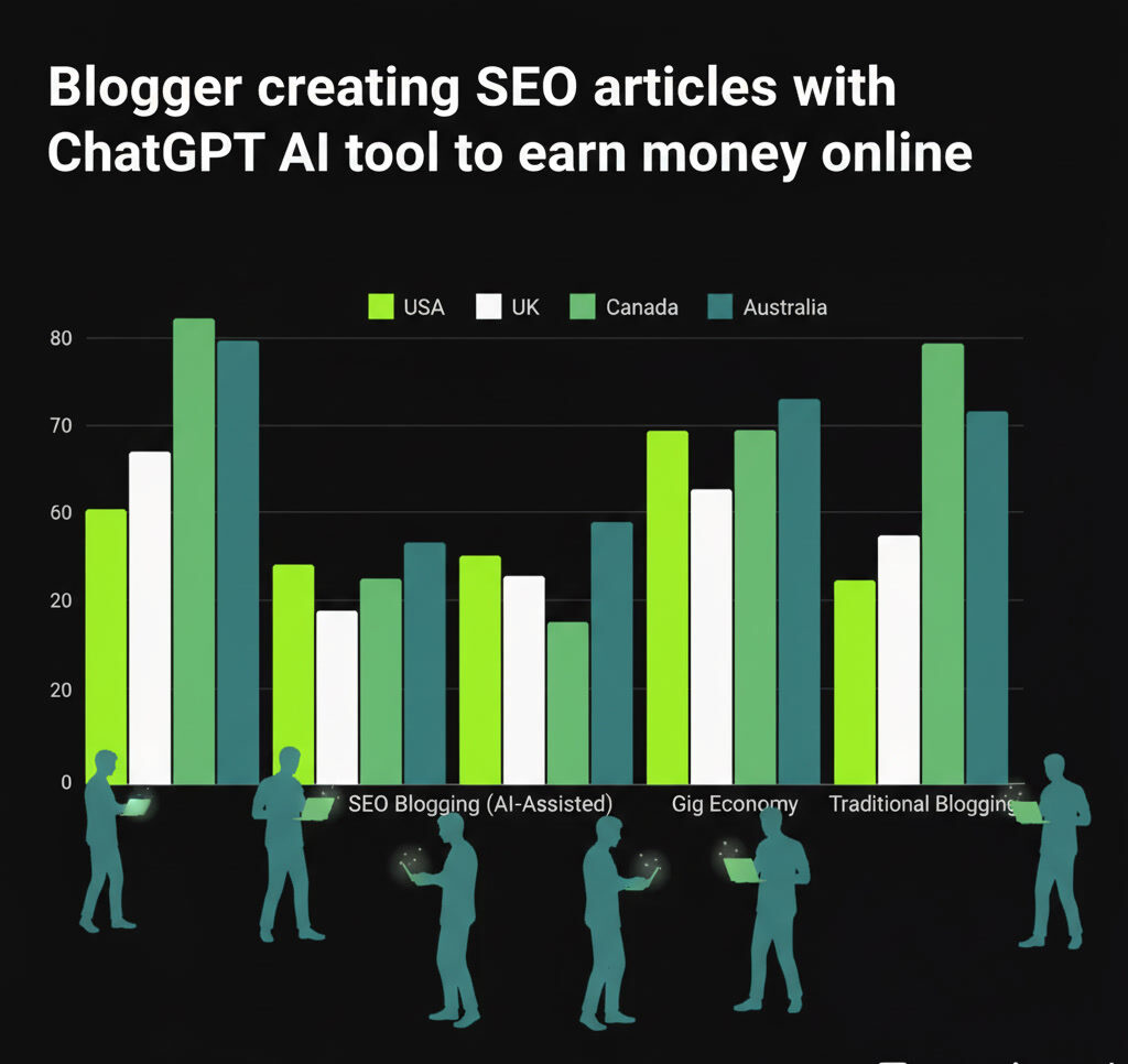 Person using ChatGPT AI tool on laptop to create online side hustle and earn money