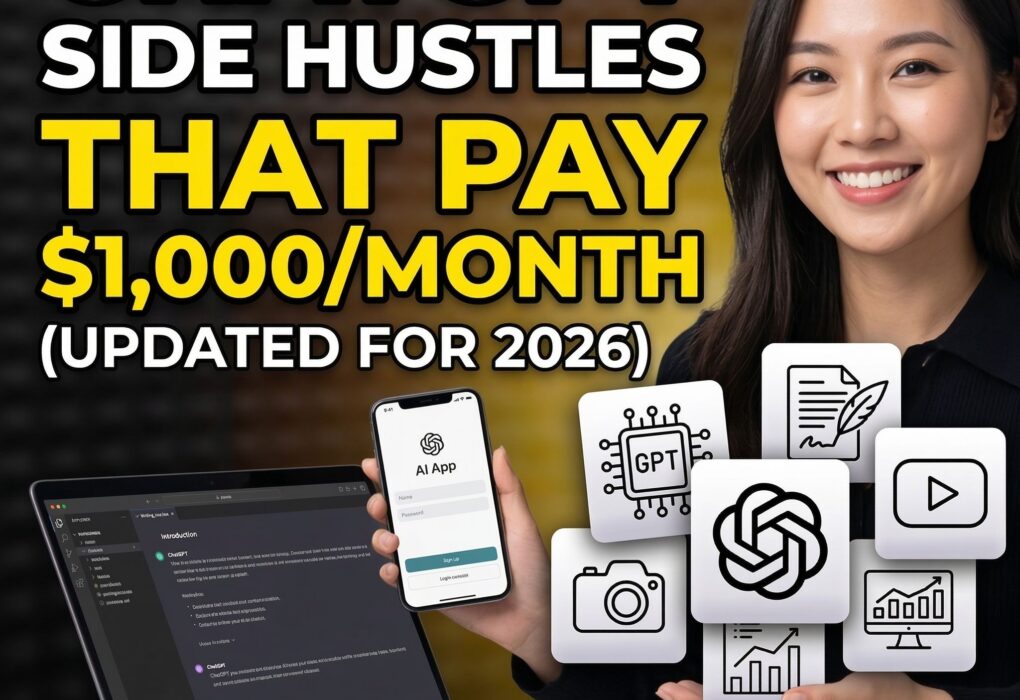 ChatGPT side hustles that pay $1000 per month using AI tools and online freelancing opportunities
