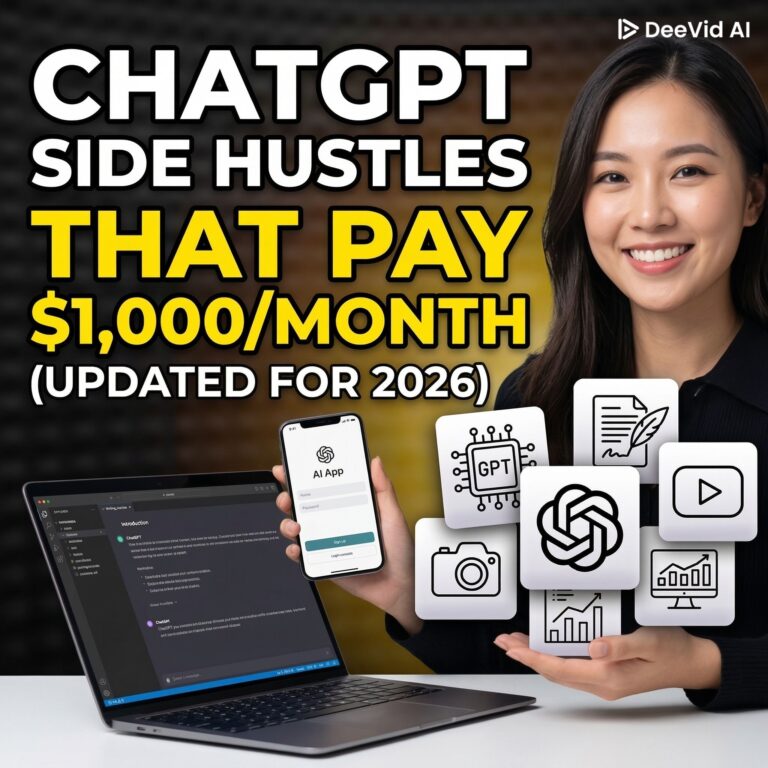 ChatGPT side hustles that pay $1000 per month using AI tools and online freelancing opportunities