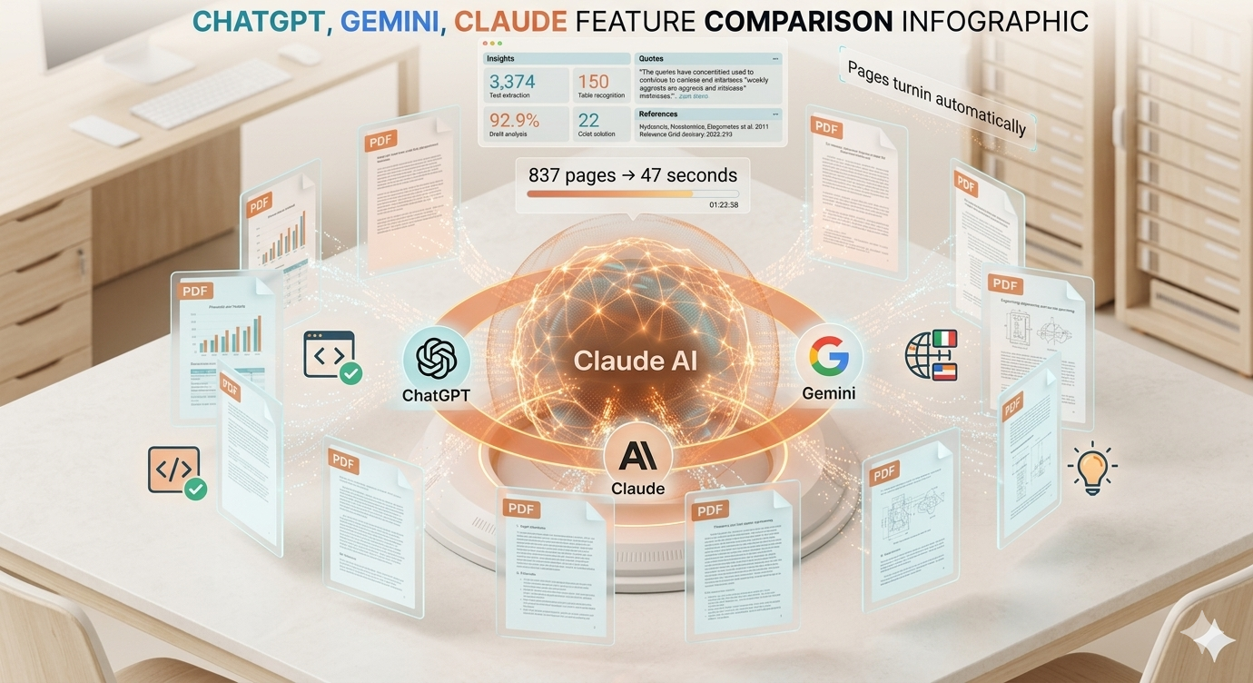 ChatGPT Gemini Claude feature comparison infographic