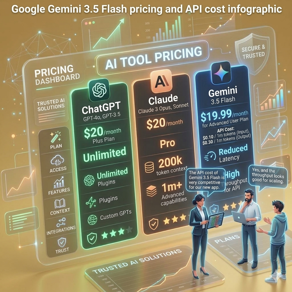 Google Gemini 3.5 Flash pricing and API cost infographic