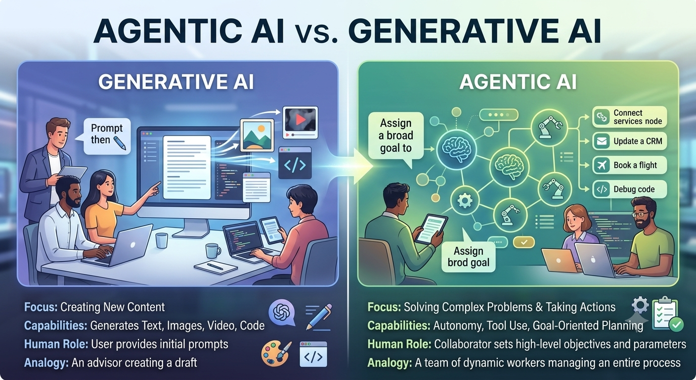 Agentic AI vs Generative AI comparison